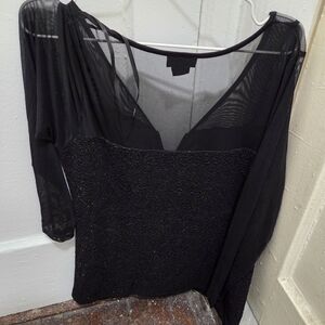City Chic Black Sheer Blouse